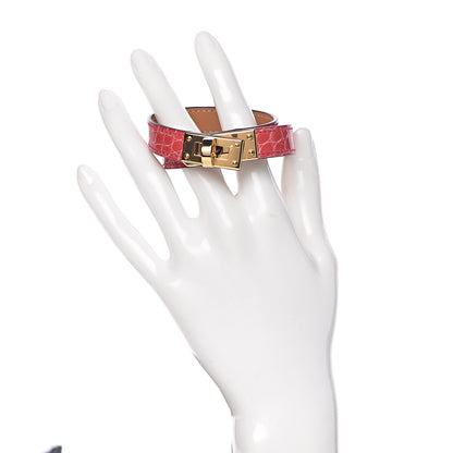 Hermes Shiny Alligator Kelly Double Tour Bracelet T2 Bougainvillea 2 of 7