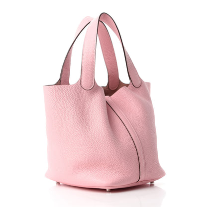 Hermes Taurillon Clemence Picotin Lock 22 MM Rose Sakura 3 of 11