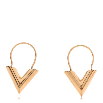 Louis Vuitton Brass Essential V Hoop Earrings Gold 1 of 7