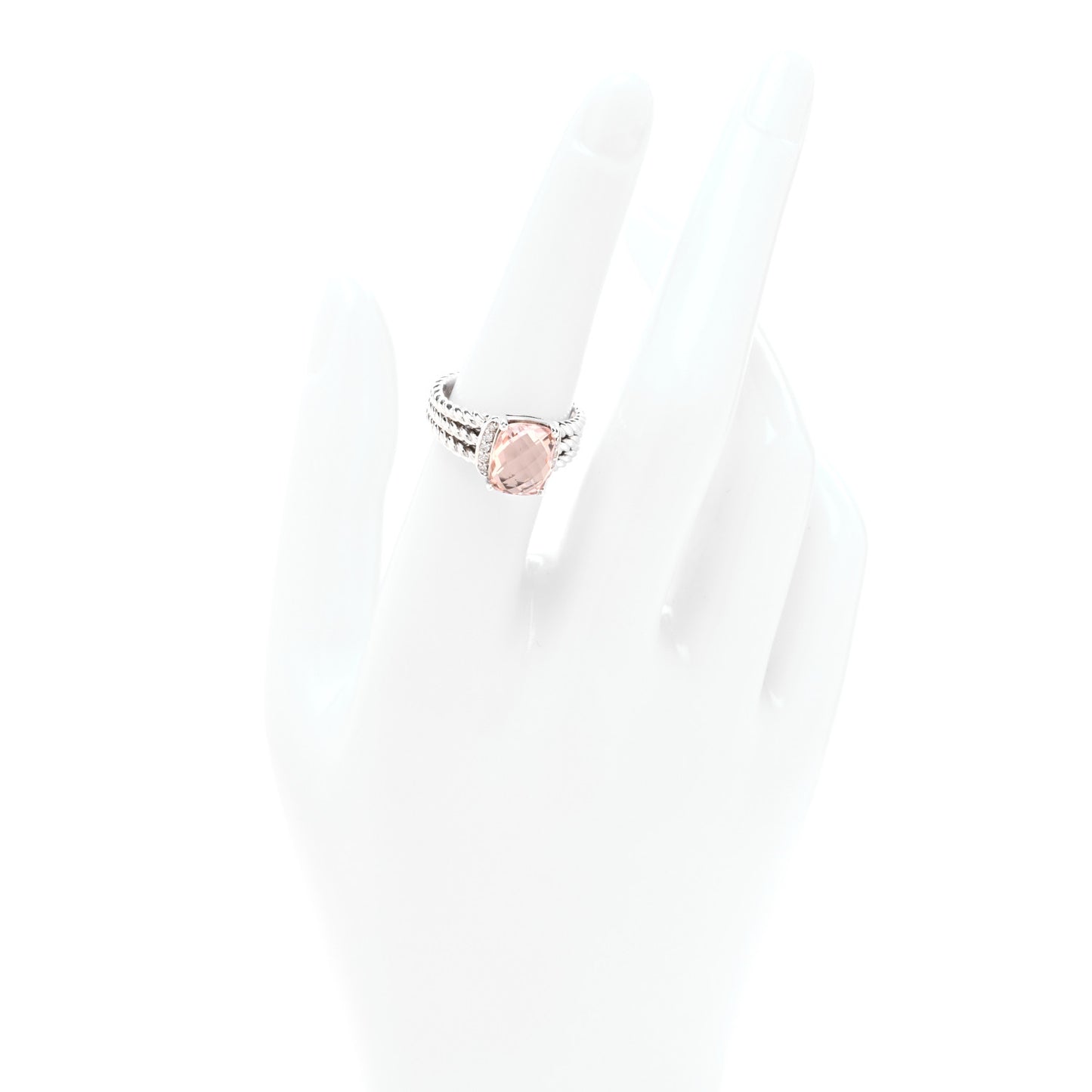 Sterling Silver Diamond Morganite 10mm Petite Wheaton Ring 54 7