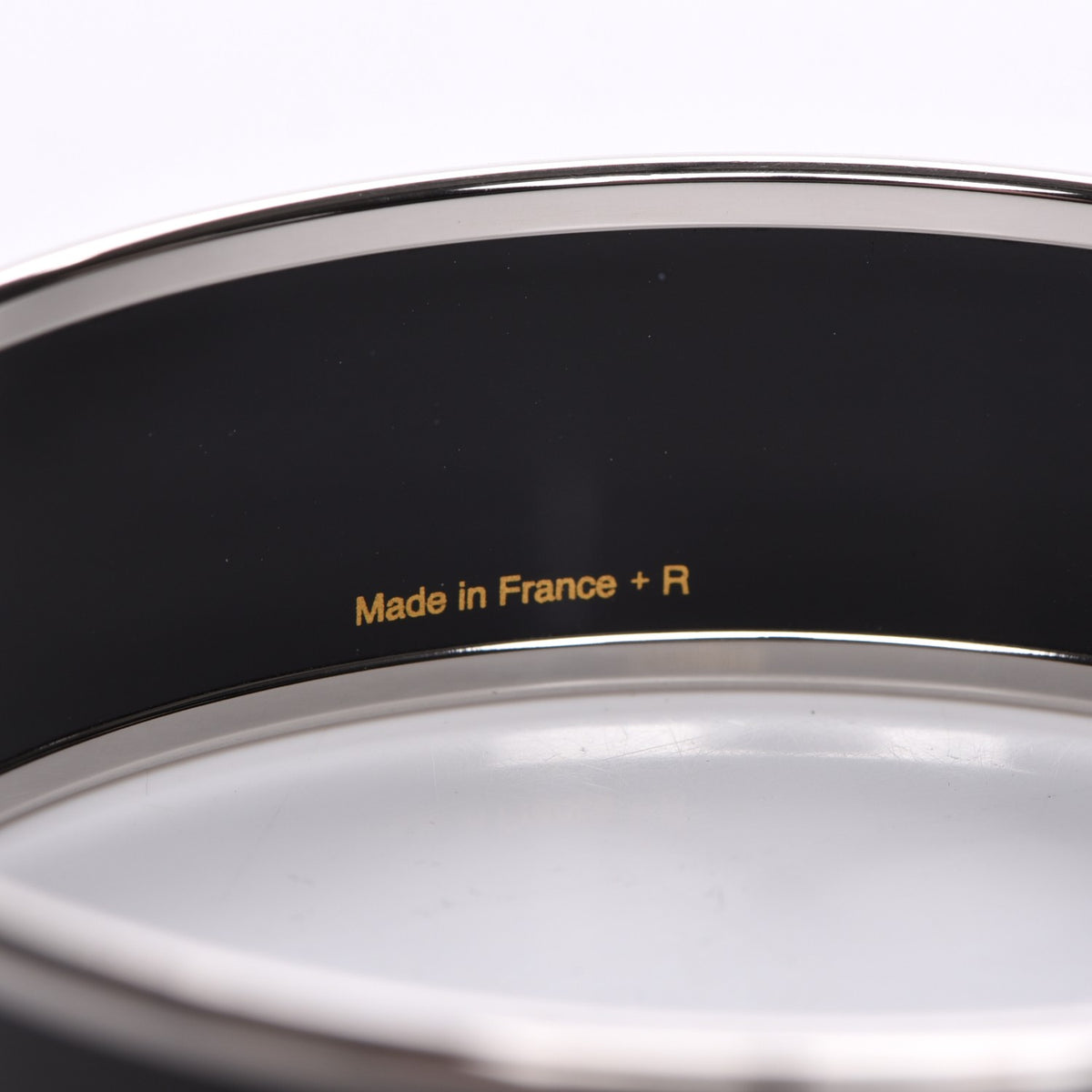Hermes Enamel Printed Wide Caleche Bracelet 65 Black 5 of 6