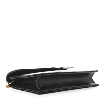 Saint Laurent Grain De Poudre Matelasse Chevron Monogram Envelope Chain Wallet Black 4 of 10