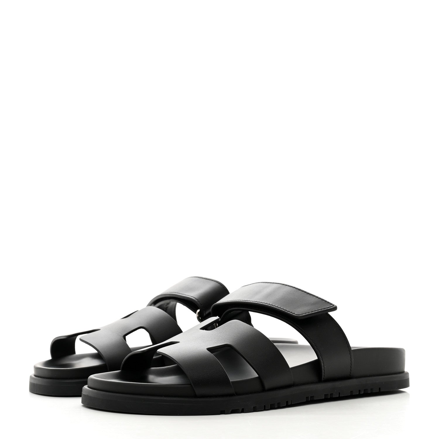 Hermes Calfskin Womens Chypre Sandals 38 Black 3 of 9