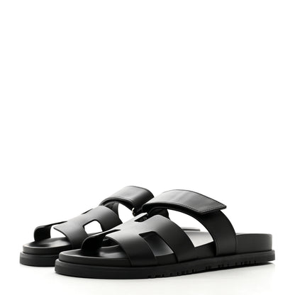 Hermes Calfskin Womens Chypre Sandals 38 Black 3 of 9