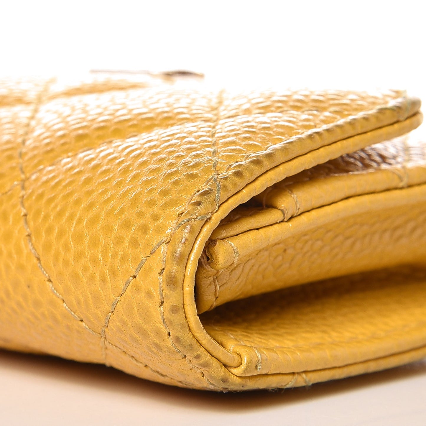 Caviar Quilted Flap Card Holder Yellow