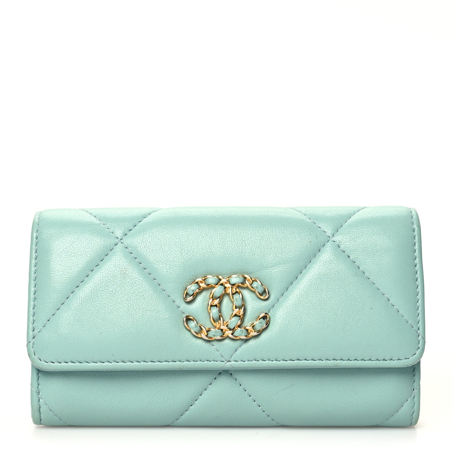 Chanel Lambskin Quilted Chanel 19 Flap Wallet Light Blue 1 of 14