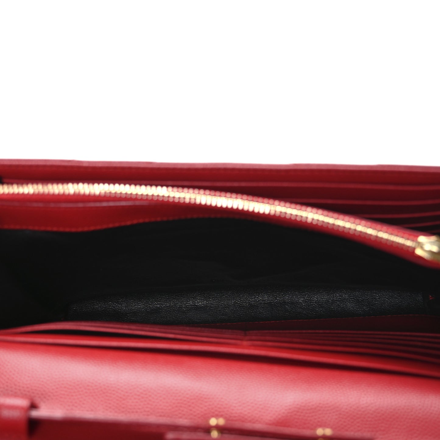 Grain De Poudre Matelasse Chevron Monogram Chain Wallet New Red