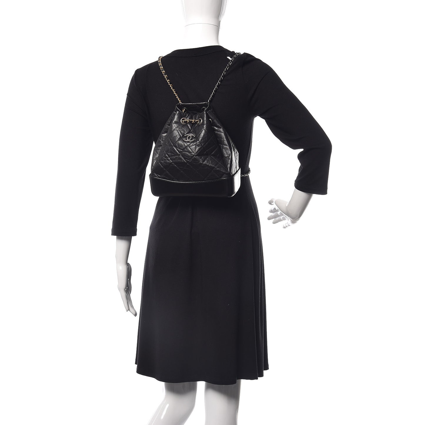 Aged Calfskin Quilted Small Gabrielle Backpack Black