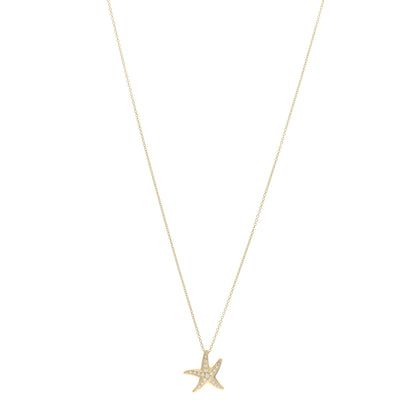 Tiffany 18K Yellow Gold Diamond 15mm Elsa Peretti Pave Starfish Pendant Necklace 1 of 3