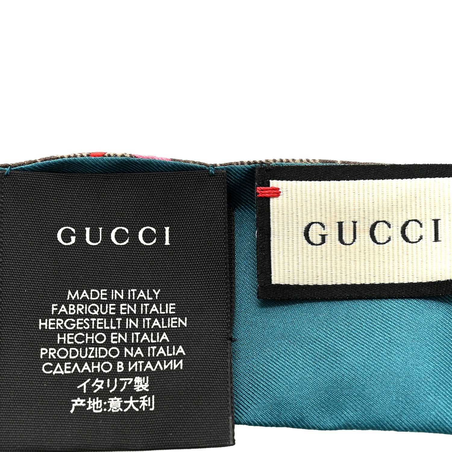 Gucci Silk Twill GG Monogram Special Flory Neck Bow Scarf Beige Sky Blue 3 of 4