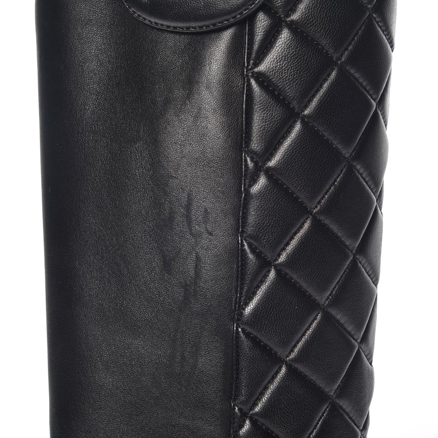 Lambskin Quilted Reissue Knee High Tall Boots 37.5 Black