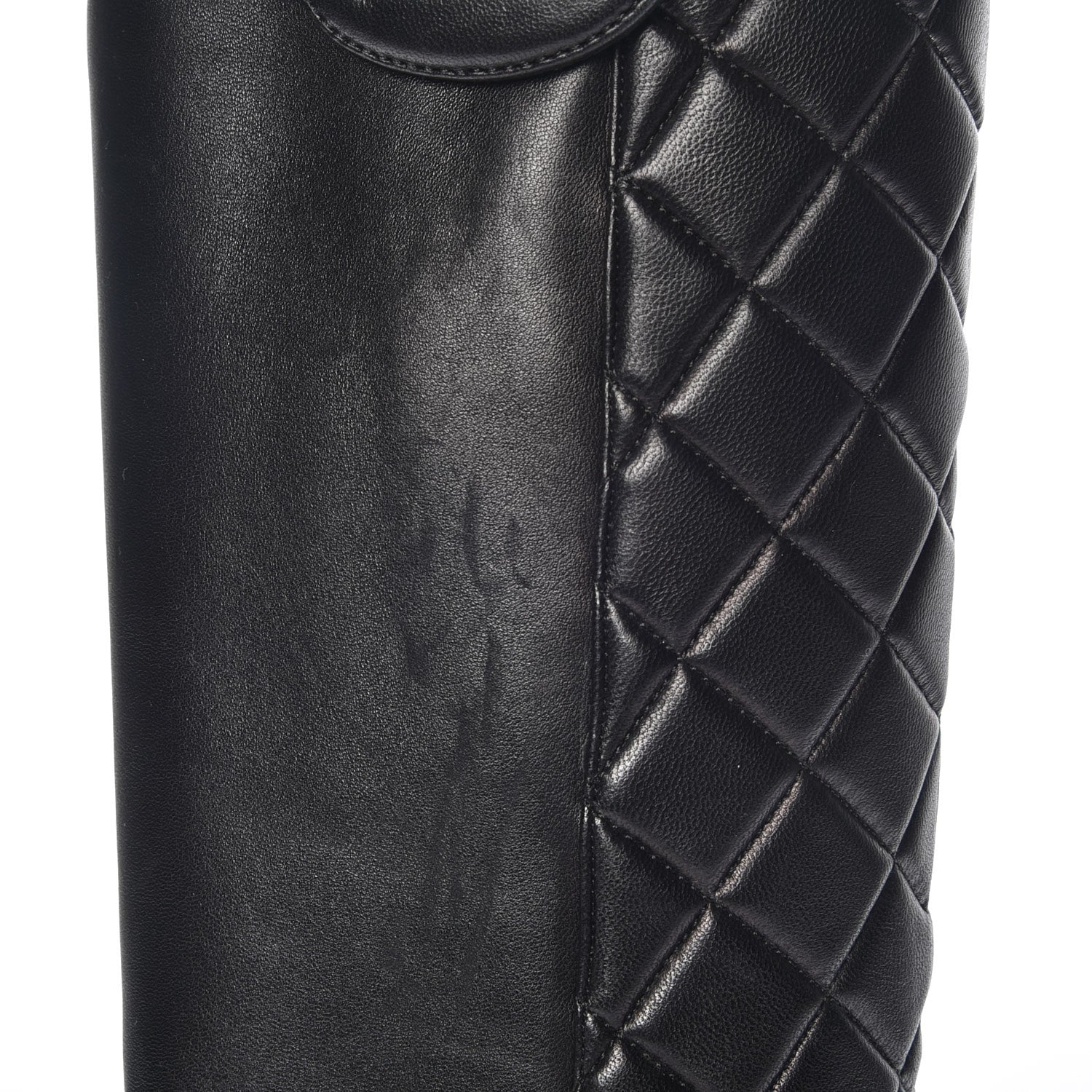 Chanel Lambskin Quilted Reissue Knee High Tall Boots 37.5 Black 6 of 12