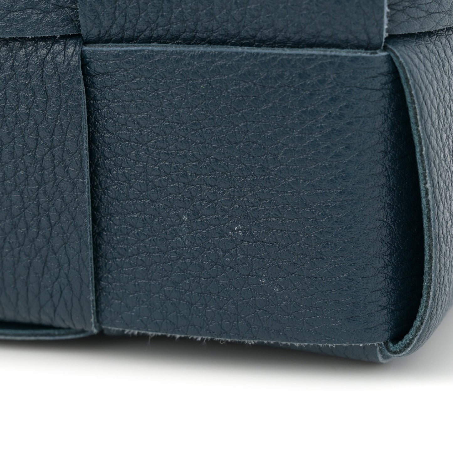 Grained Calfskin Maxi Intrecciato Brick Cassette Bag Deep Blue