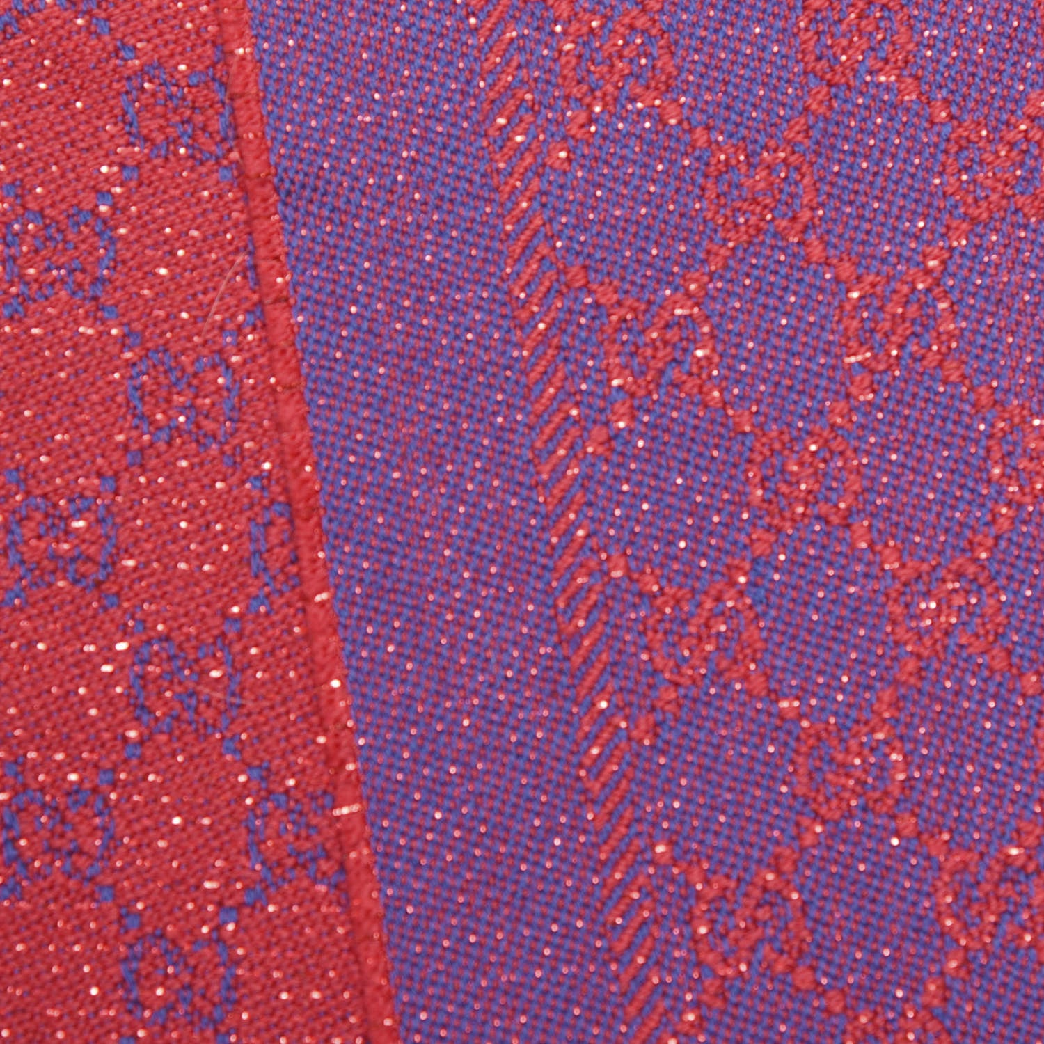 Gucci Wool GG Monogram Reversible New Sten Fringe Scarf Dark Purple Red 3 of 4