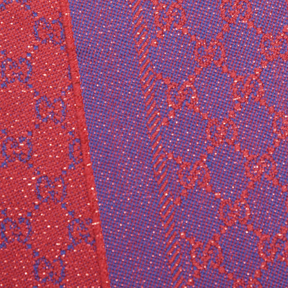 Gucci Wool GG Monogram Reversible New Sten Fringe Scarf Dark Purple Red 3 of 4