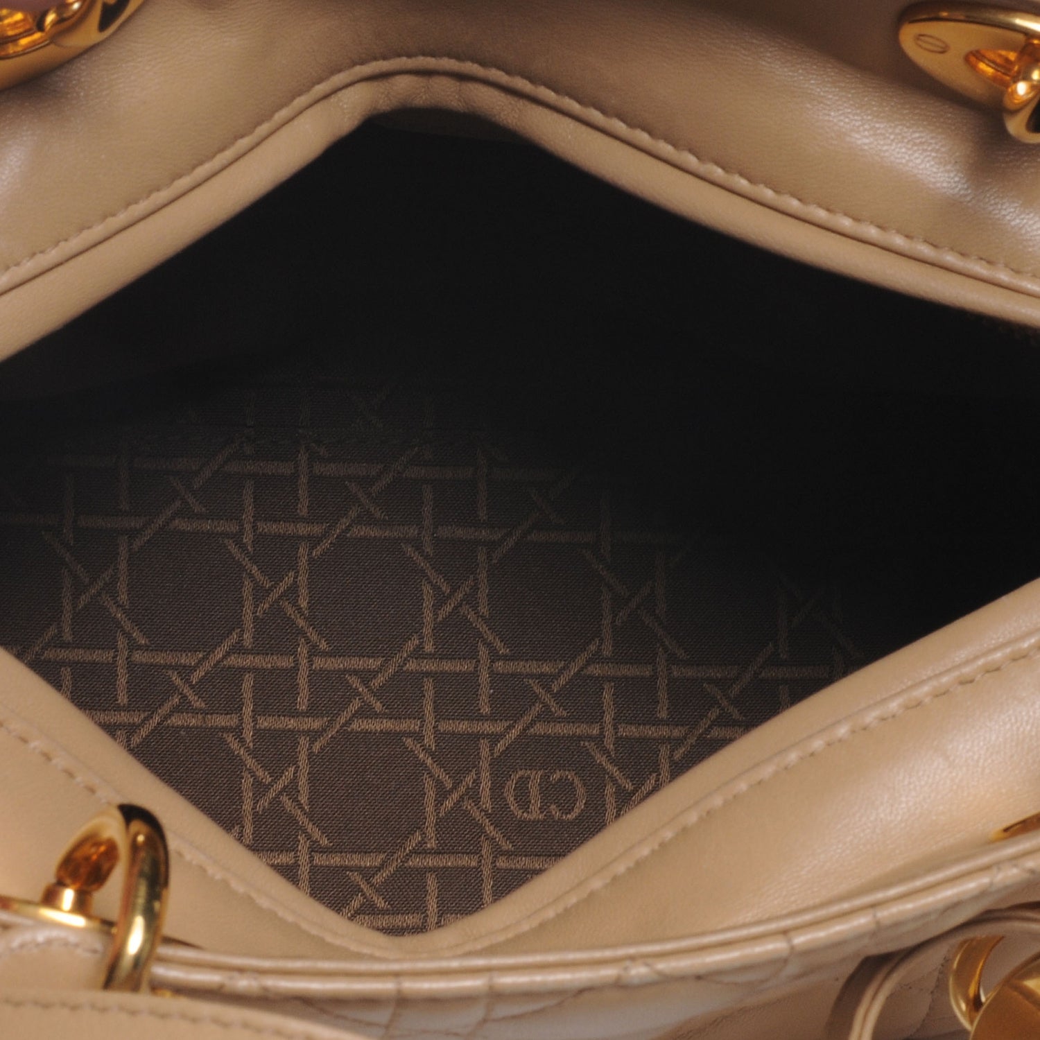 Christian Dior Lambskin Cannage Medium Lady Dior Beige 6 of 8