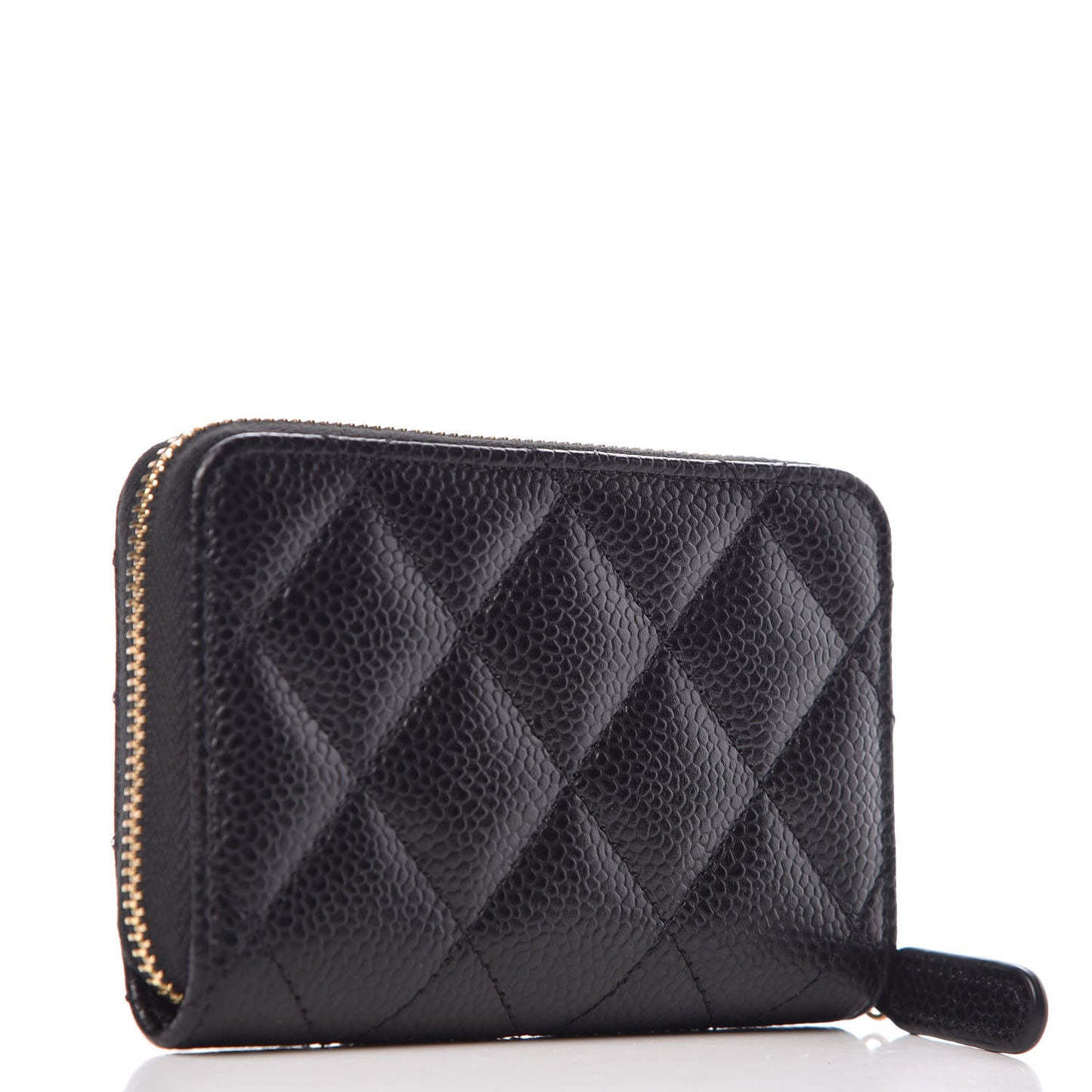 Caviar Quilted Zip Coin Purse Black