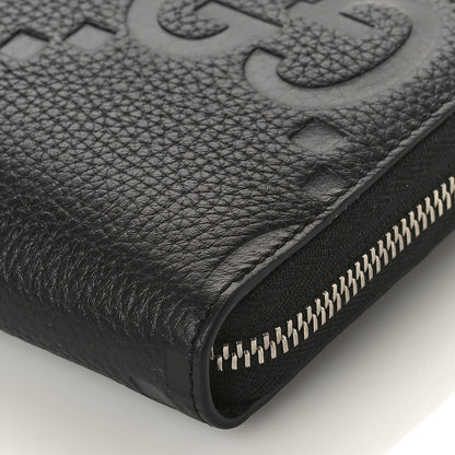 Gucci Piuma Calfskin Jumbo GG Embossed Zip Around Wallet Black 8 of 9