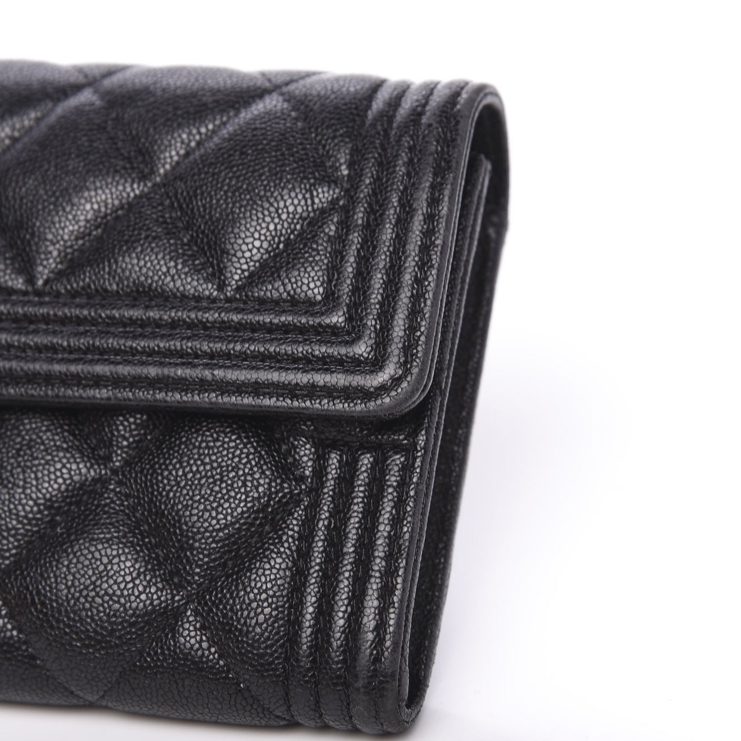 Caviar Quilted Boy Flap Wallet Black