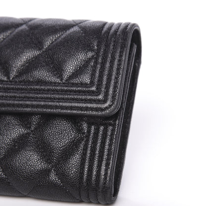 Chanel Caviar Quilted Boy Flap Wallet Black 12 of 13
