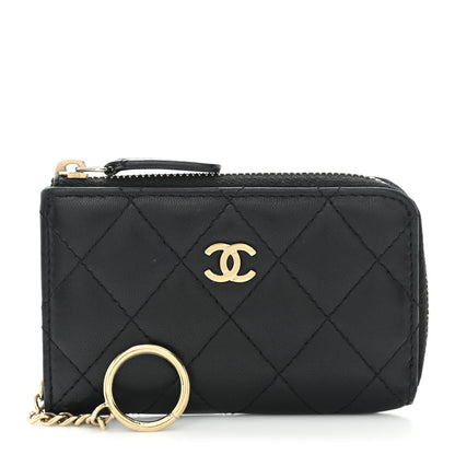 Chanel Lambskin Quilted Key Holder Case Black 1 of 11