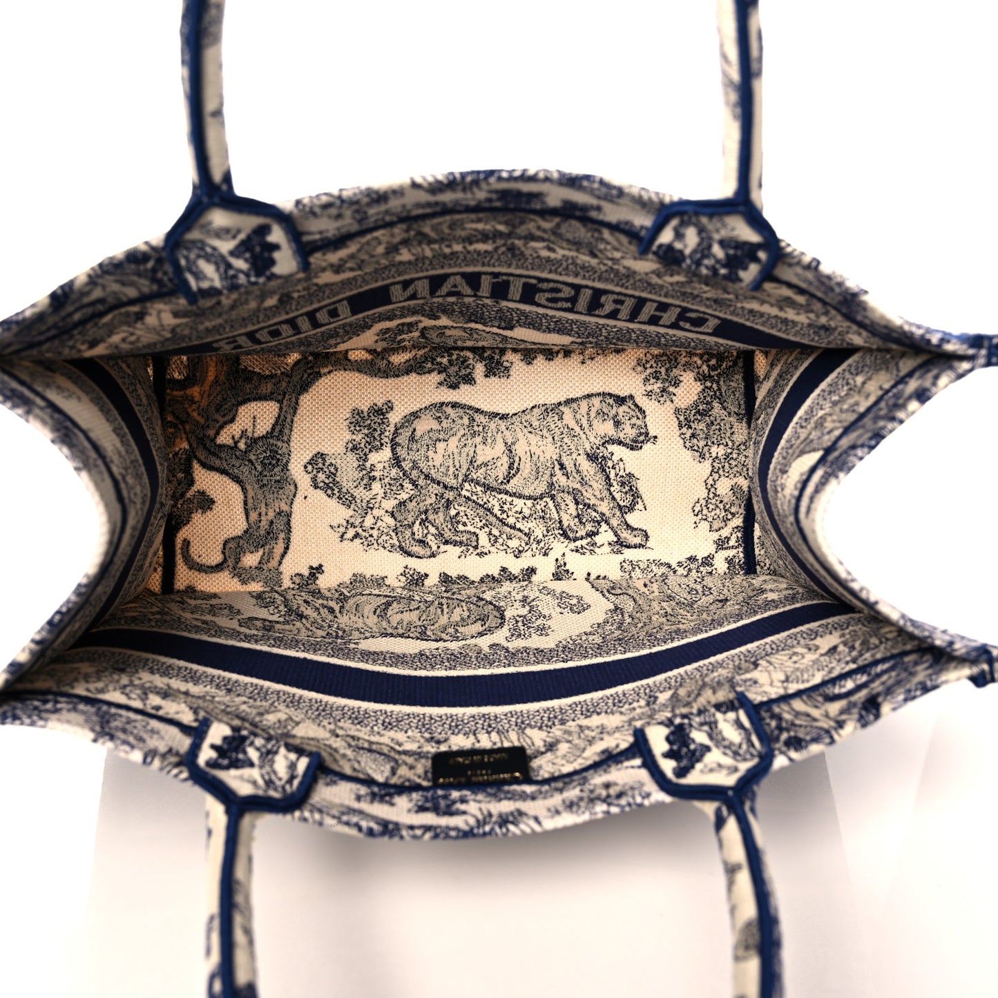 Canvas Embroidered Medium Dioriviera Toile De Jouy Book Tote Blue