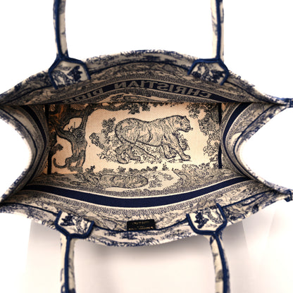 Christian Dior Canvas Embroidered Medium Dioriviera Toile De Jouy Book Tote Blue 5 of 10