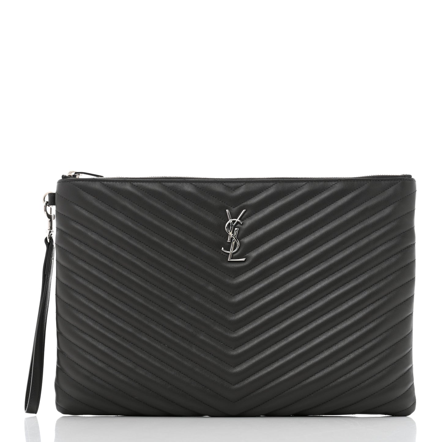 Calfskin Matelasse Chevron Cassandre Monogram Document Holder Coal