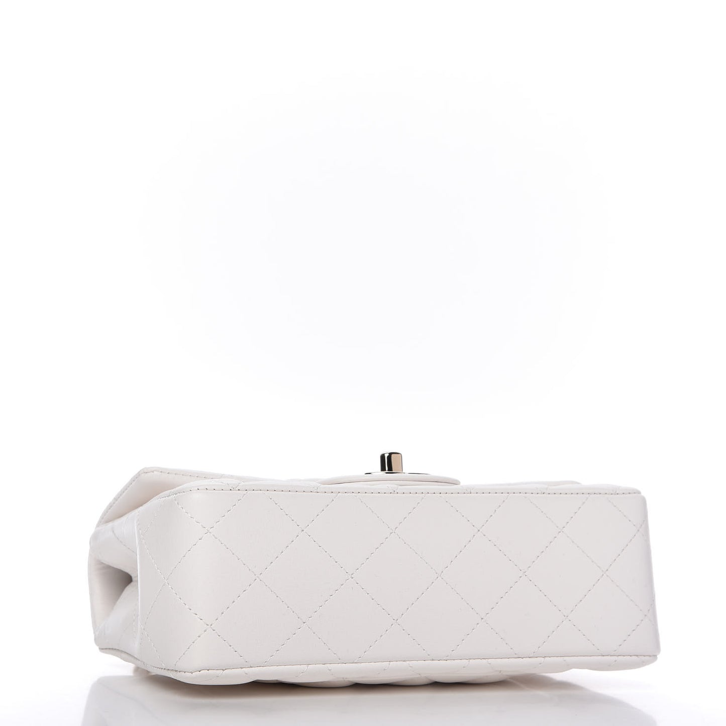 Lambskin Quilted Mini Rectangular Flap White
