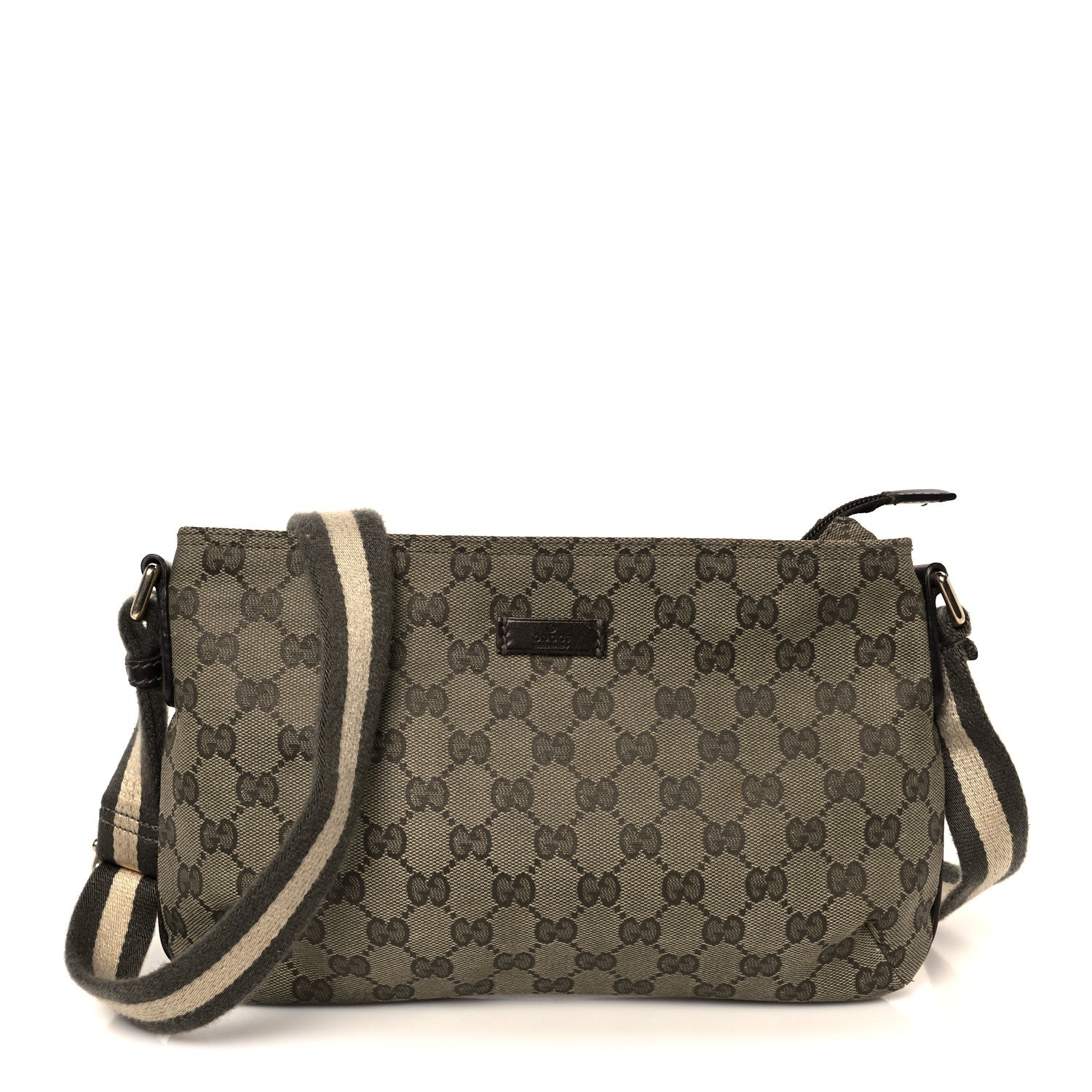 Gucci Monogram Web Small Flat Messenger Crossbody Green 1 of 11