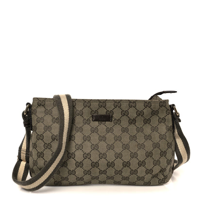 Gucci Monogram Web Small Flat Messenger Crossbody Green 1 of 11