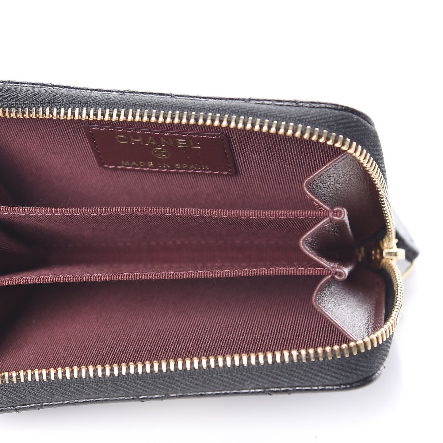 Caviar Quilted Zip Coin Purse Black