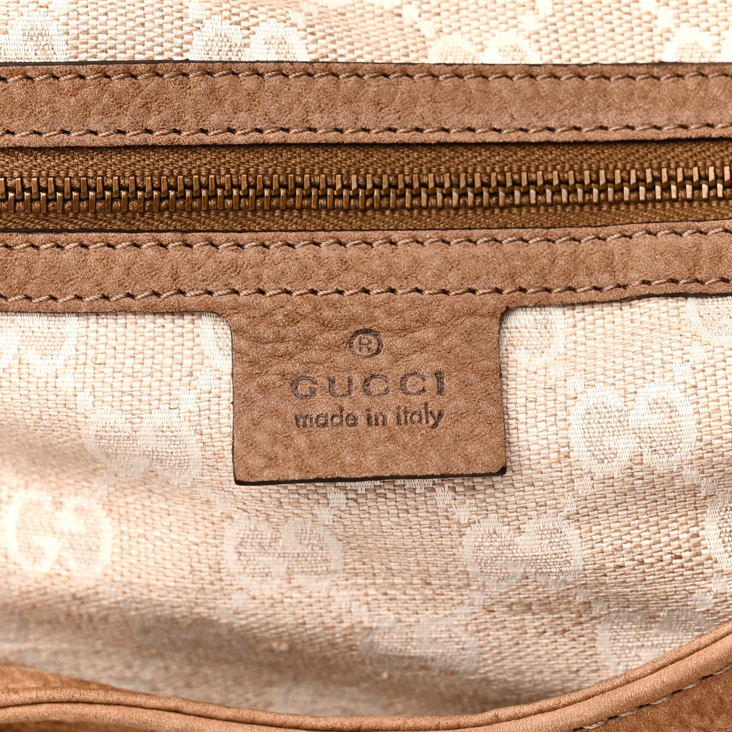 Gucci Nubuck Large Soft Stirrup Shoulder Bag Light Brown 6 of 10