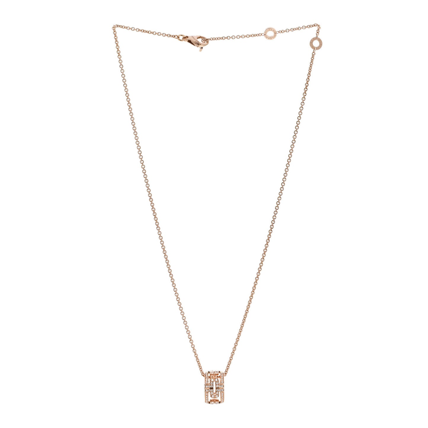 18K Rose Gold Diamond Parentesi Ring Pendant Necklace