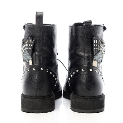 Fendi Calfskin Studded Bugs Combat Boots 39.5 Black 7 of 9