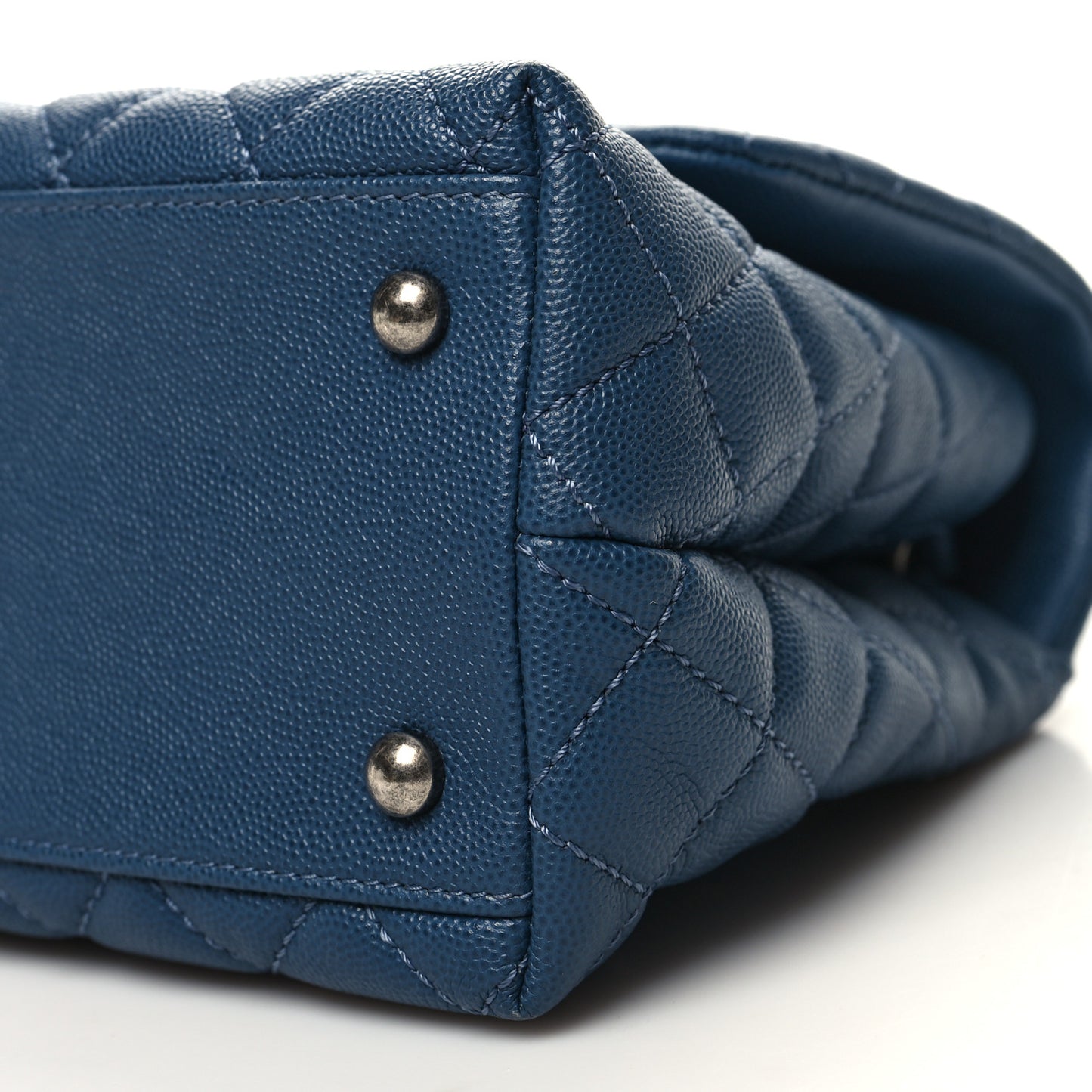Caviar Quilted Small Coco Handle Flap Blue
