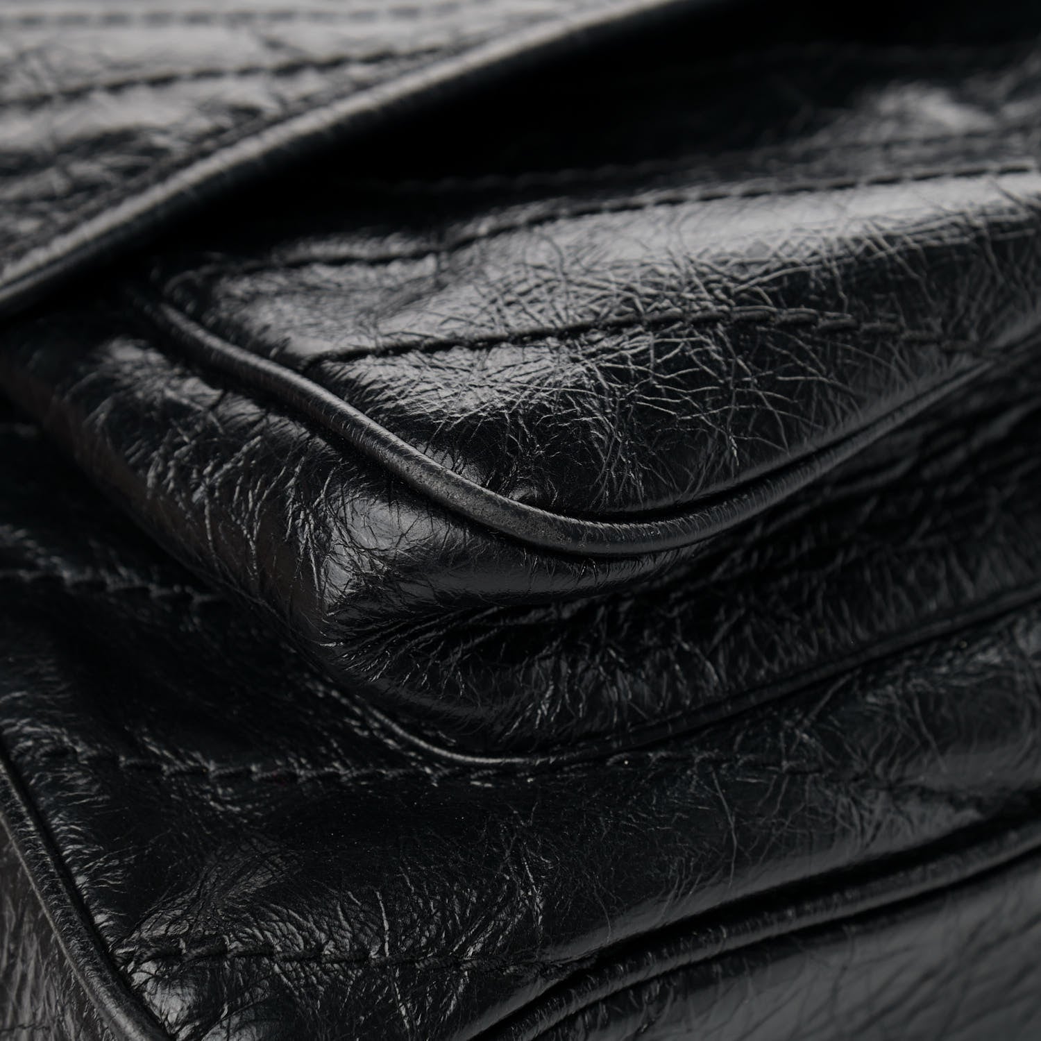Saint Laurent Crinkled Calfskin Matelasse Monogram Large Niki Chain Satchel Black 10 of 12