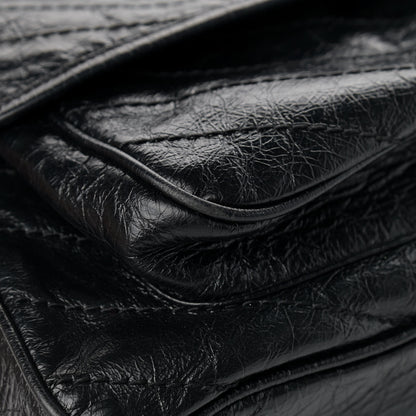 Saint Laurent Crinkled Calfskin Matelasse Monogram Large Niki Chain Satchel Black 10 of 12