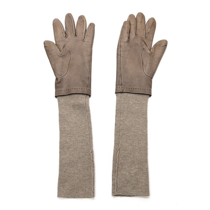 Hermes Lambskin Cashmere Gloves 8 Gris 2 of 4