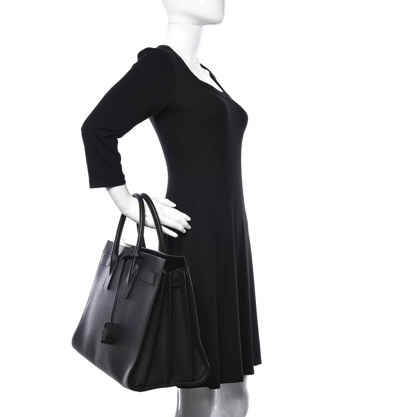Grained Calfskin Large Sac De Jour Carryall Black
