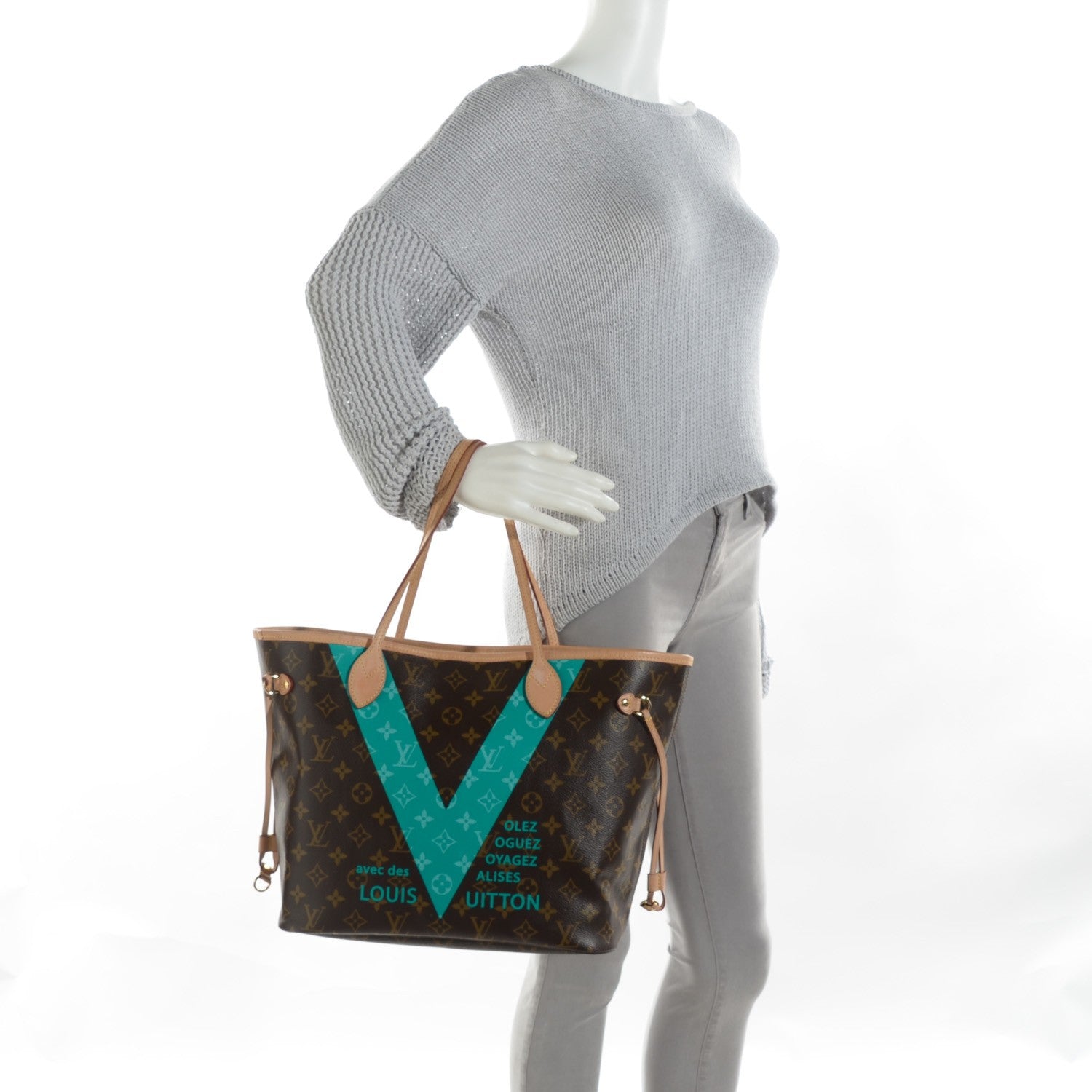 Louis Vuitton Monogram V Neverfull MM Turquoise 4 of 11