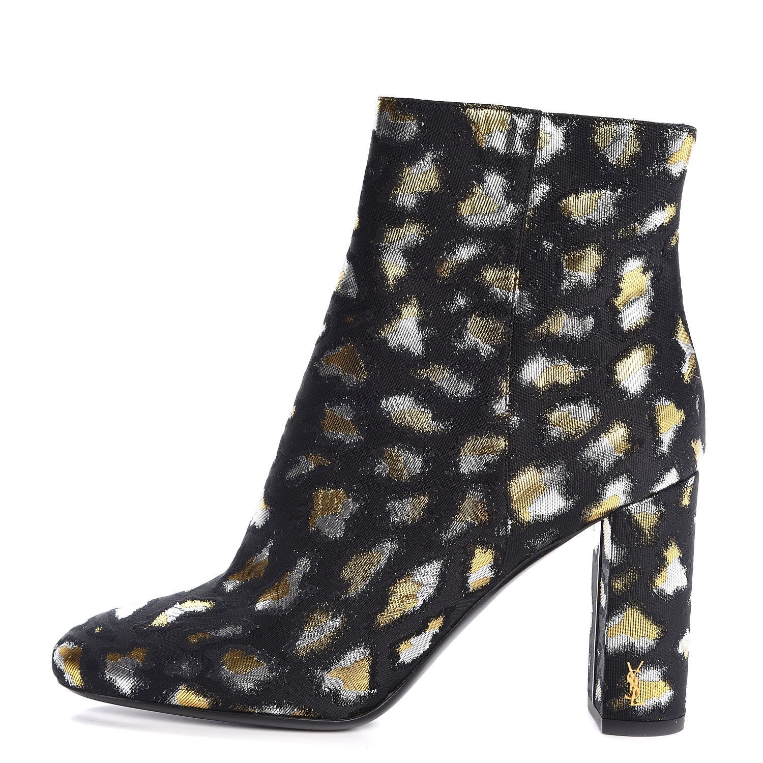 Saint Laurent Jacquard Leopard Loulou Ankle Boots 37 Oro 1 of 9