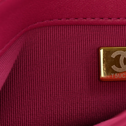 Chanel Lambskin Quilted Small Chain Top Handle Flap Fuchsia 7 of 13