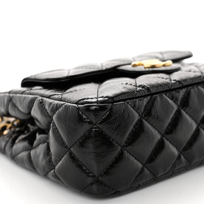 Chanel Shiny Crumpled Calfskin Quilted Small Wavy CC Hobo Black 8 of 10