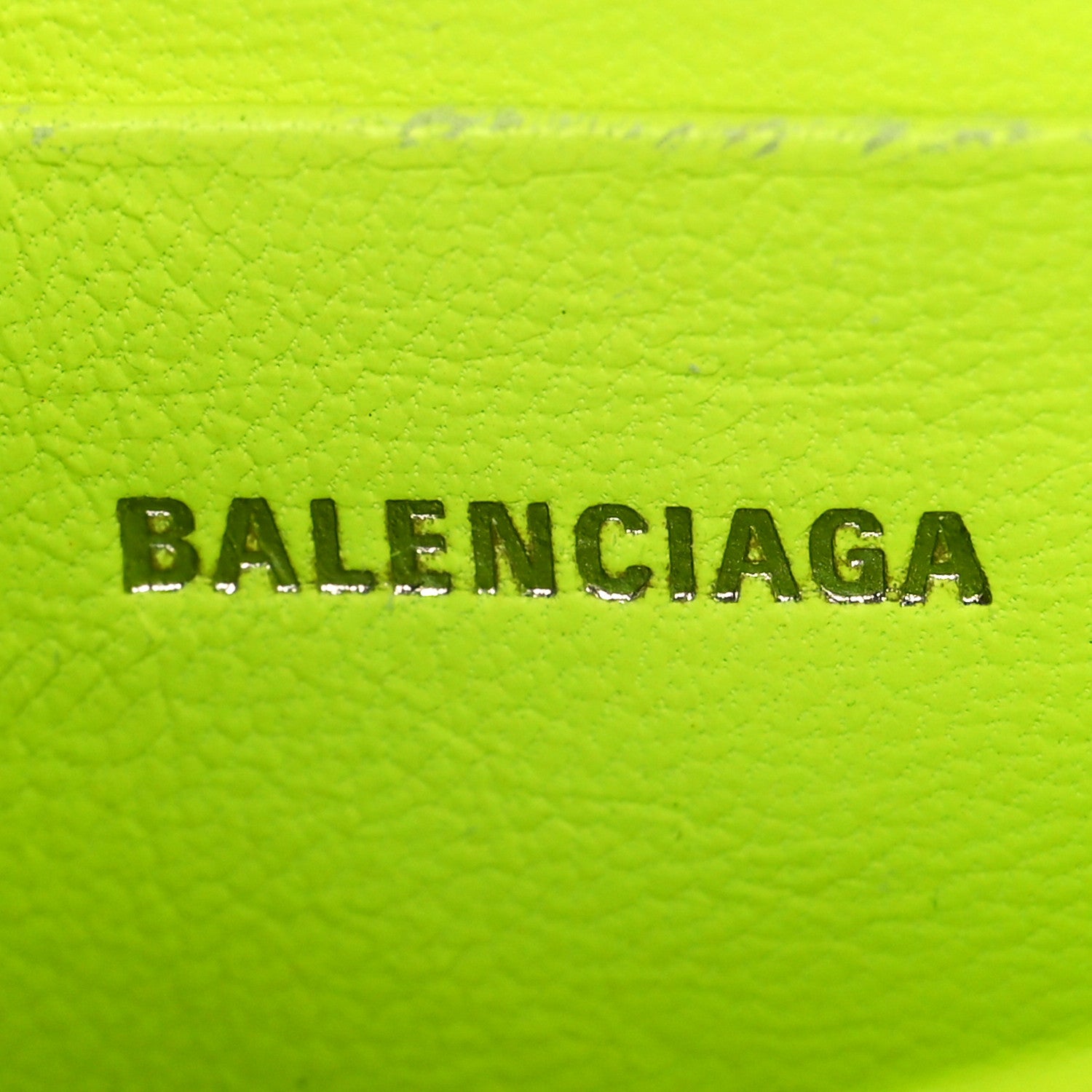 Balenciaga Semi Shiny Calfskin Crocodile Embossed Hourglass Top Handle Bag Mini Fluo Yellow 5 of 8