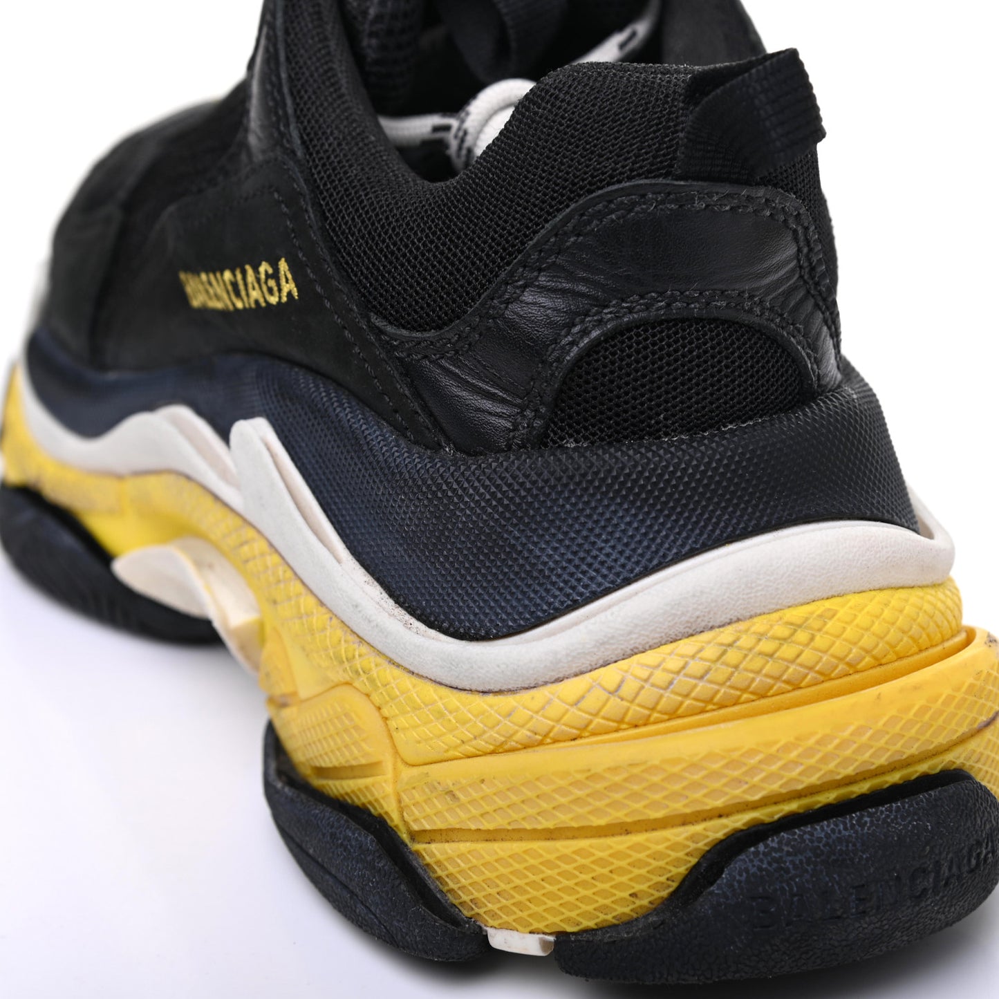 Fabric Mesh Womens Triple S Sneakers 37 Black Yellow