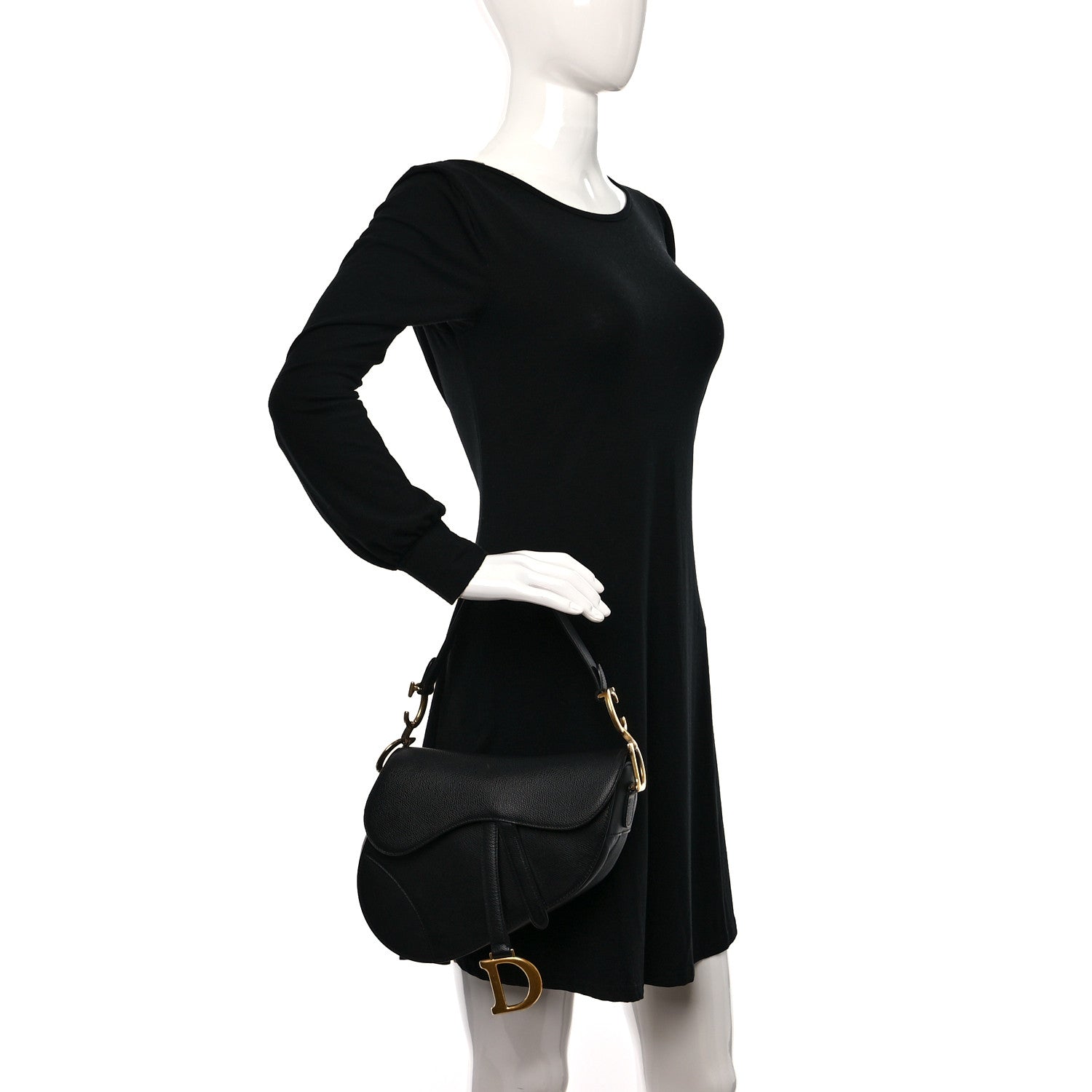 Christian Dior Grained Calfskin Saddle Bag Black 2 of 9