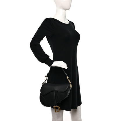 Christian Dior Grained Calfskin Saddle Bag Black 2 of 9