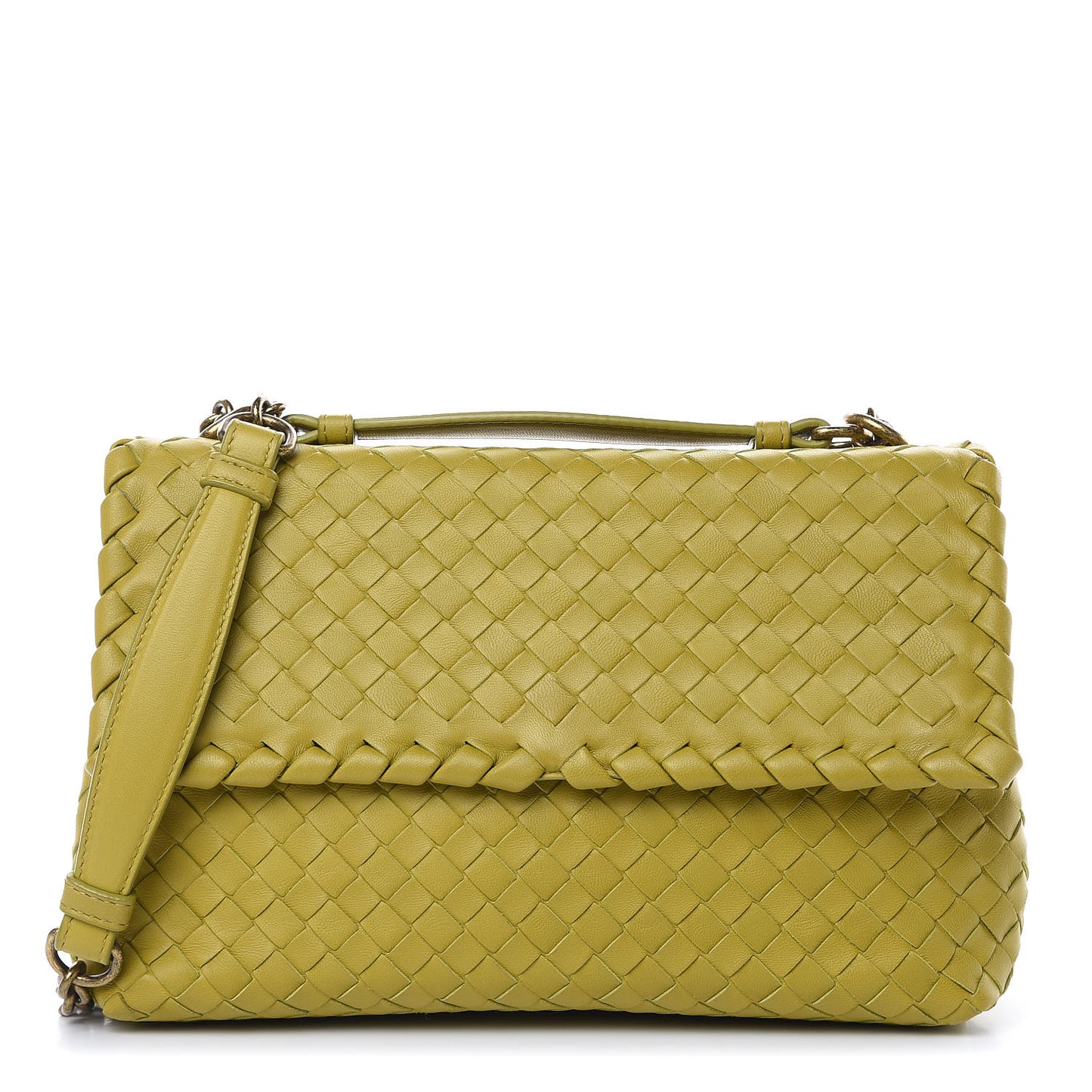Nappa Intrecciato Small Olimpia Shoulder Bag Chartreuse