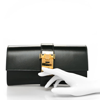 Hermes Tadelakt Medor 23 Clutch Vert Fonce 2 of 10